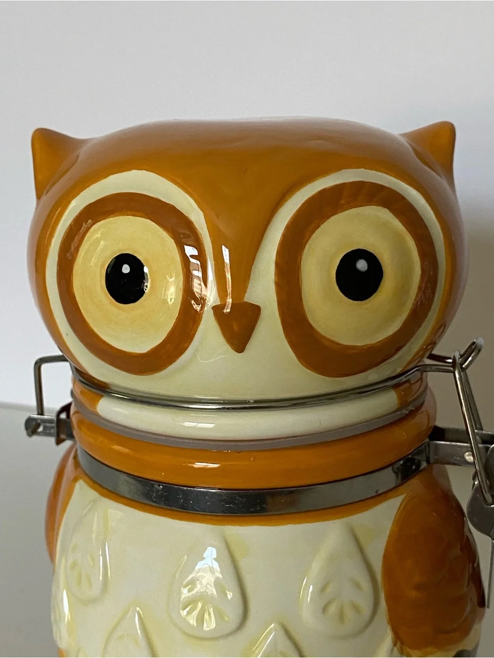 Owl Jar Canister Small Tea 6” X 4” Woodland Friends Ceramic Boston Traders Hinge